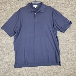 Peter Millar Summer Comfort Polo Shirt Mens XL Navy‎ Blue Short Sleeve Golf Logo